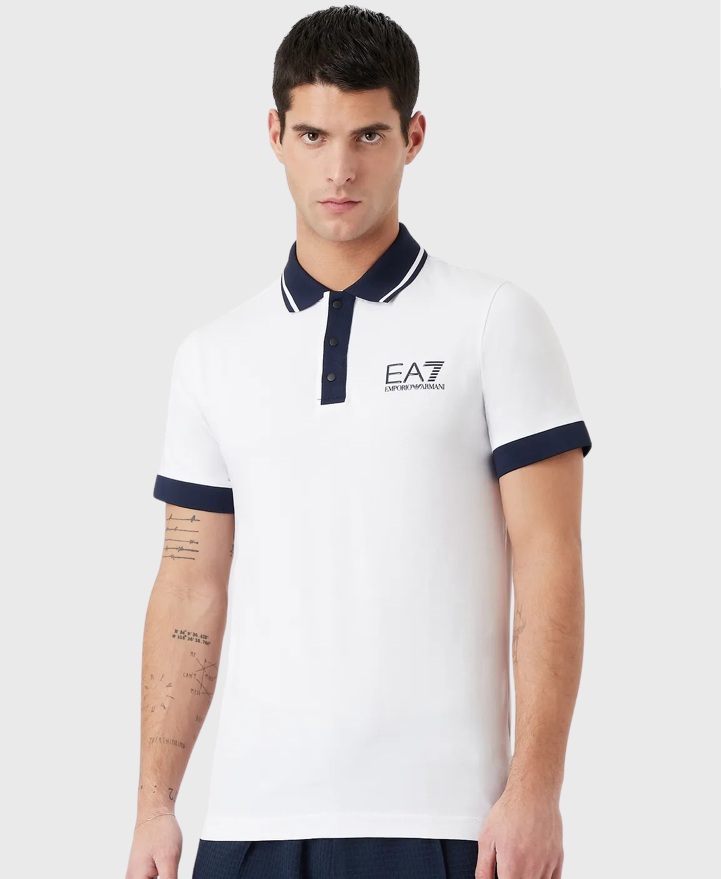 EA7 Emporio Armani 3RPF17 Jersey Polo Shirt White