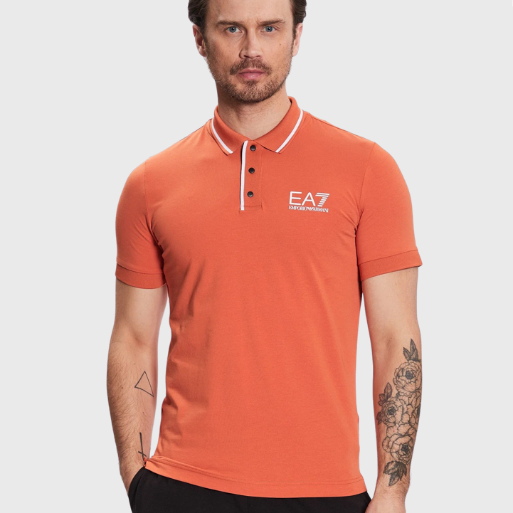 EA7 Emporio Armani 3RPF17 Jersey Polo Shirt Orange