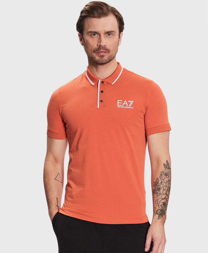 EA7 Emporio Armani 3RPF17 Jersey Polo Shirt Orange
