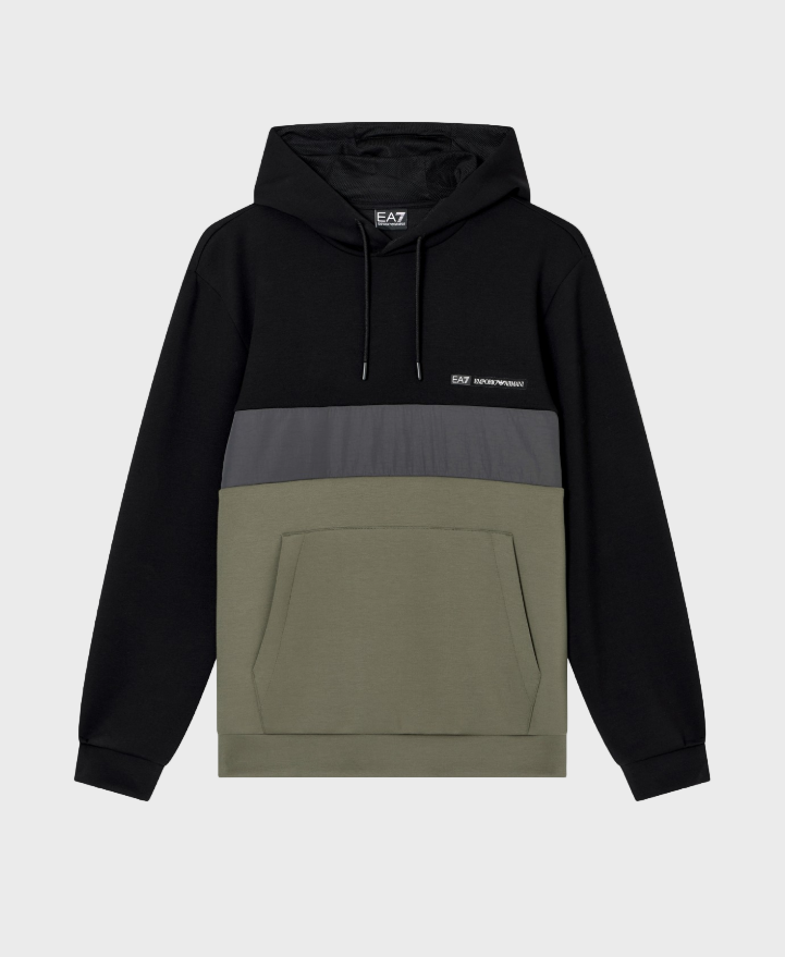 Ea7 7M000937 Athletic Colour Block Hooded Sweatshirt - Green