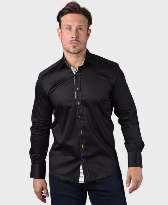Claudio Lugli CP5777 Stripe Trim Shirt Black