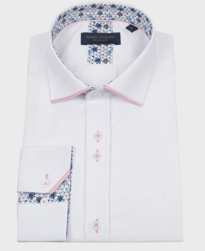 Guide London LS76884 Shirt White/ Pink
