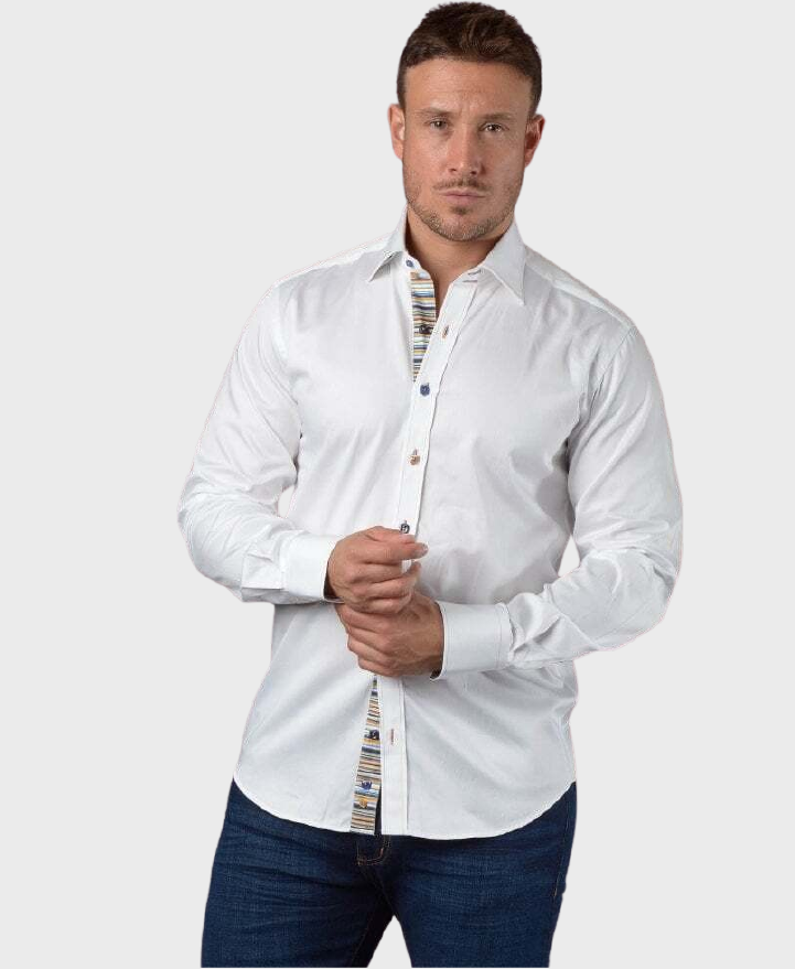 Claudio Lugli CP5777 Stripe Trim Shirt White