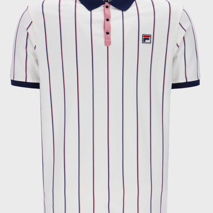 Fila Brett Stripe Polo Shirt Grdnia/Navy/Foxglv