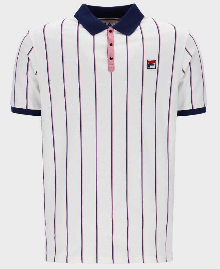 Fila Brett Stripe Polo Shirt Grdnia/Navy/Foxglv