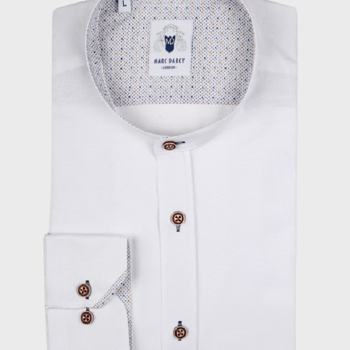 Marc Darcy Grandad Collar Archie Shirt White