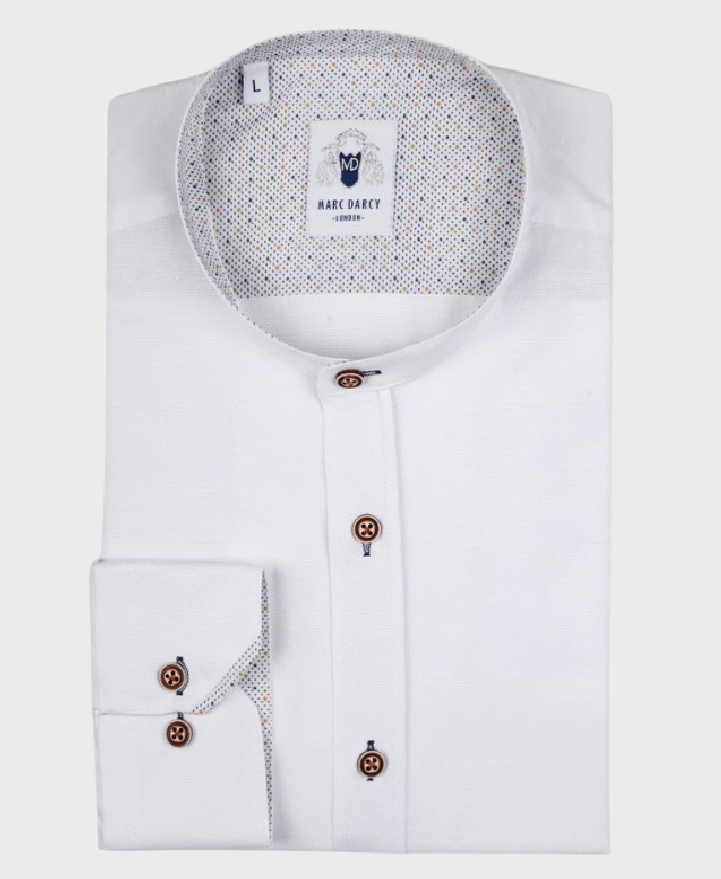 Marc Darcy Grandad Collar Archie Shirt White