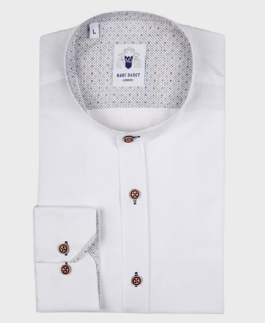 Marc Darcy Grandad Collar Archie Shirt White