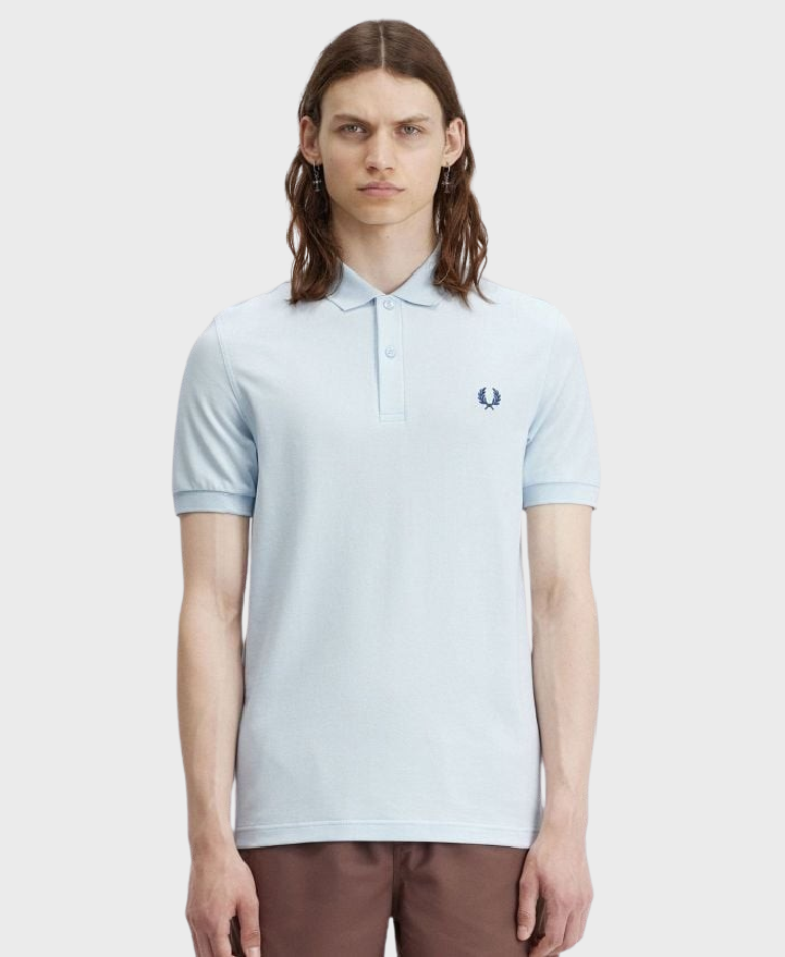 Fred Perry Plain Polo Shirt Light Ice/Midnight Navy