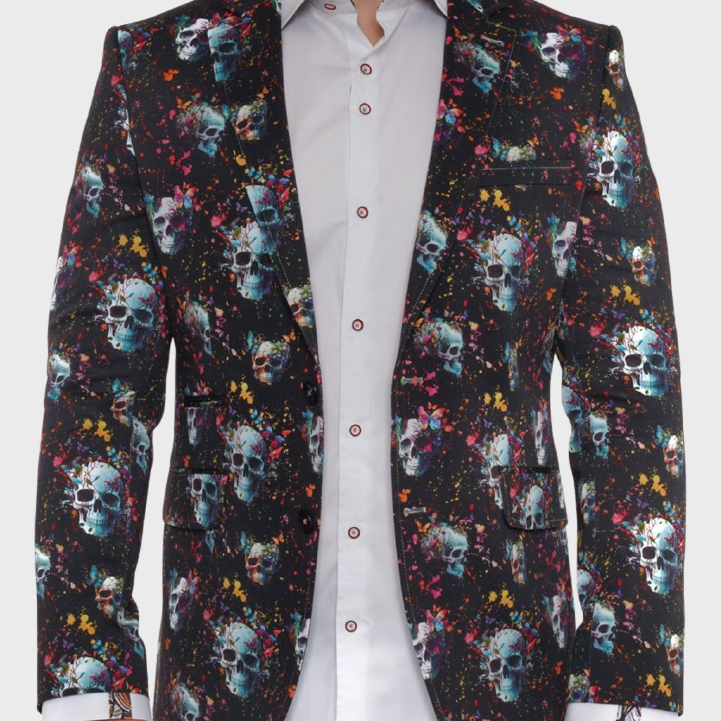 Claudio Lugli CL-2324 Skull Print Blazer Black