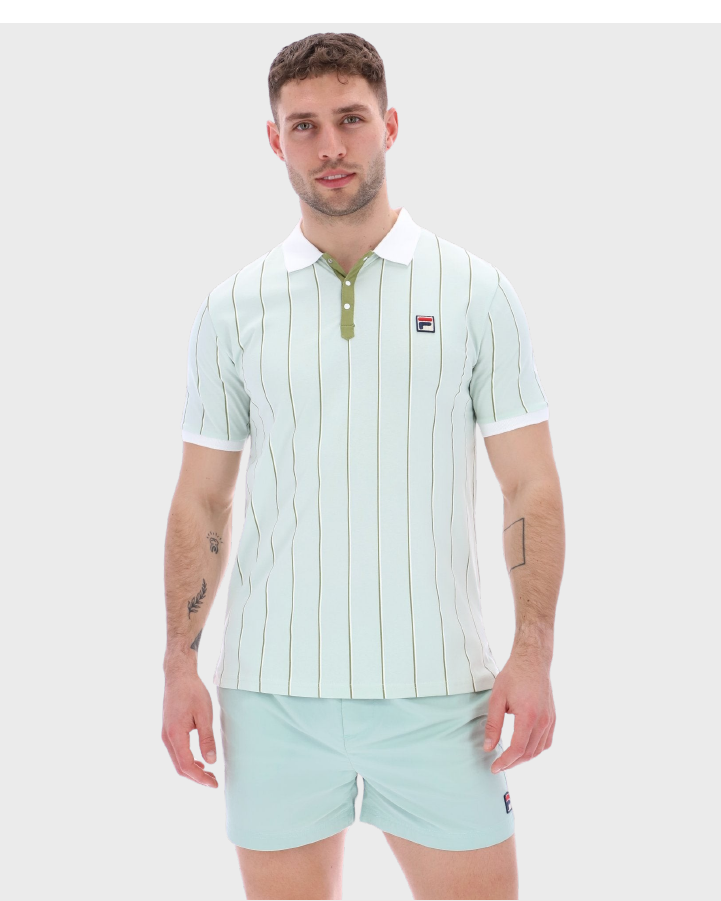 Fila Brett Stripe Polo Shirt Srfspry/Wht/Mssstn