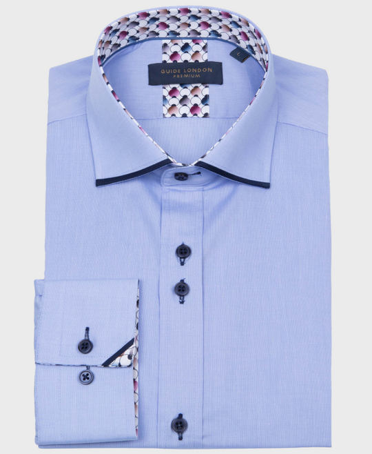 Guide London LS77006 Tipped Shirt Sky/Navy