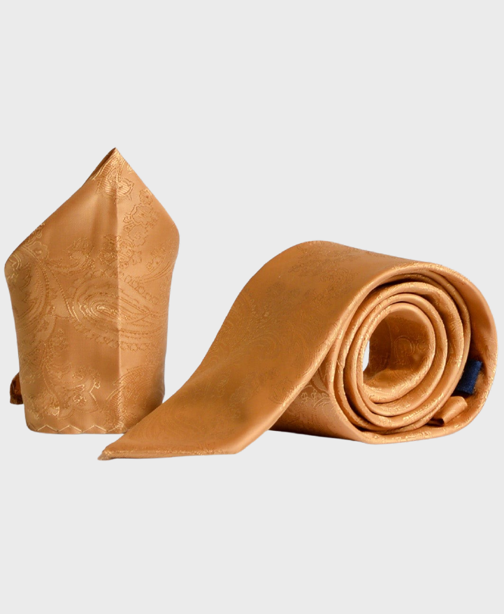 Marc Darcy Paisley Tie Set Gold