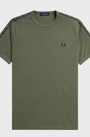 Fred Perry M4613 Contrast Tape Ringer T-shirt W49 Laurel Wreath Green/Night Green