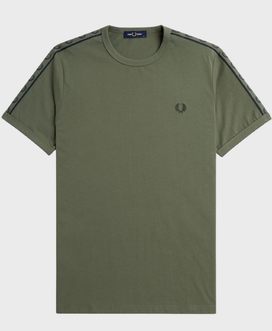 Fred Perry M4613 Contrast Tape Ringer T-shirt W49 Laurel Wreath Green/Night Green