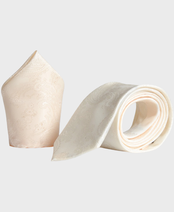 Marc Darcy Paisley Tie Set Cream