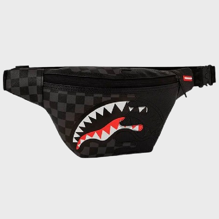 Sprayground B7484 Unfinished Shark Crossbody Bag Black/Charcoal