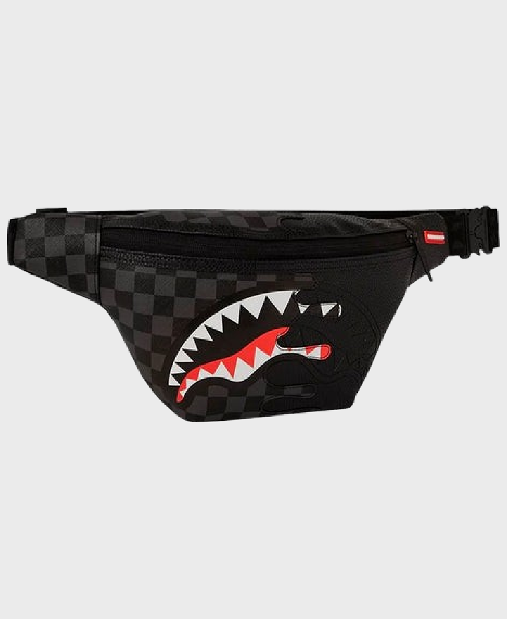 Sprayground B7484 Unfinished Shark Crossbody Bag Black/Charcoal
