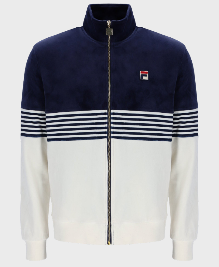 Fila Stripe Velour Track Jacket Navy/Gardenia