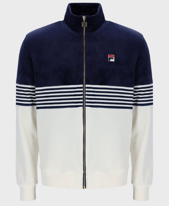 Fila Stripe Velour Track Jacket Navy/Gardenia