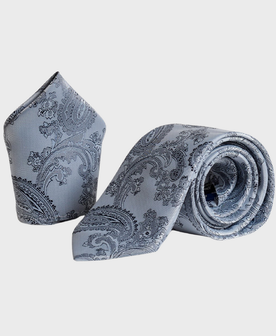 Marc Darcy Paisley Tie Set Grey