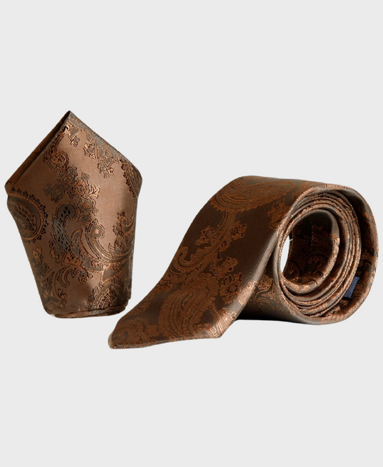 Marc Darcy Paisley Tie Set Orange
