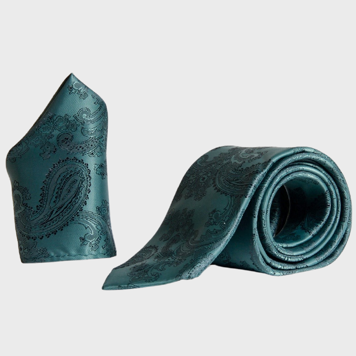 Marc Darcy Paisley Tie Set Bottle Green