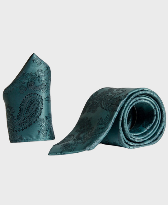 Marc Darcy Paisley Tie Set Bottle Green