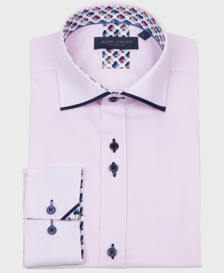 Guide London LS77006 Tipped Shirt Pink/Navy