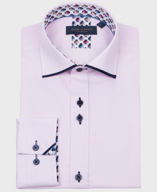 Guide London LS77006 Tipped Shirt Pink/Navy