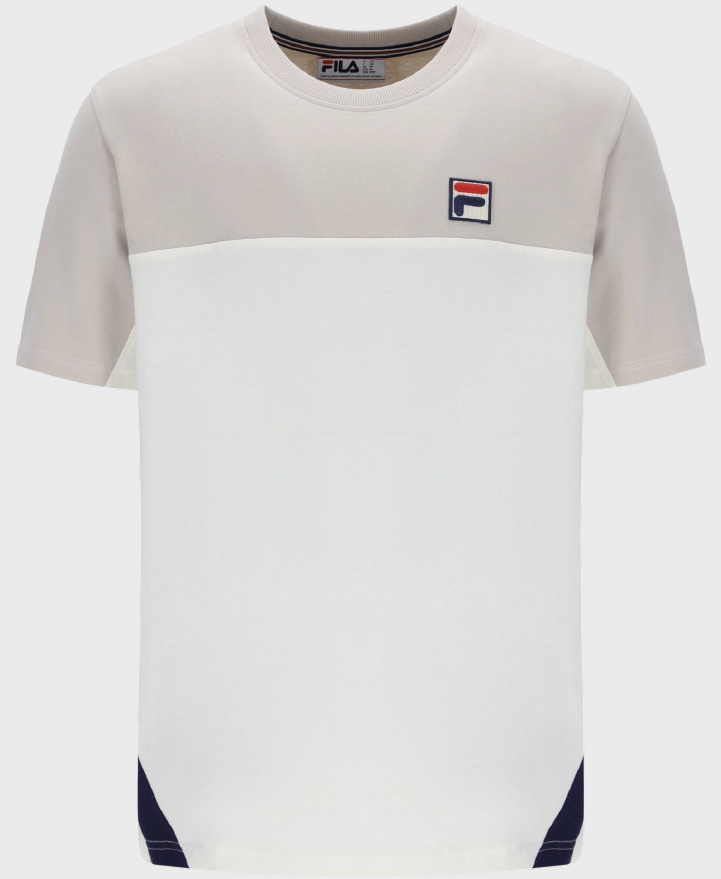 Fila FW24MH027 Tiebreaker T shirt 130 Gardenia Silver Navy Vault Menswear
