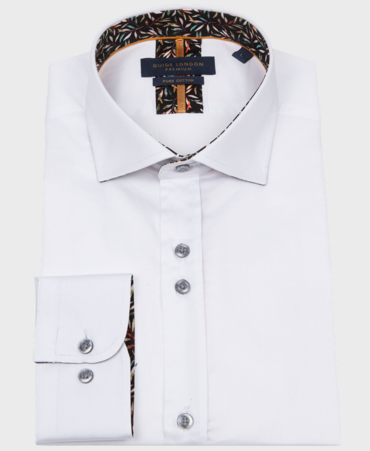 Guide London LS77005 Plain Shirt White