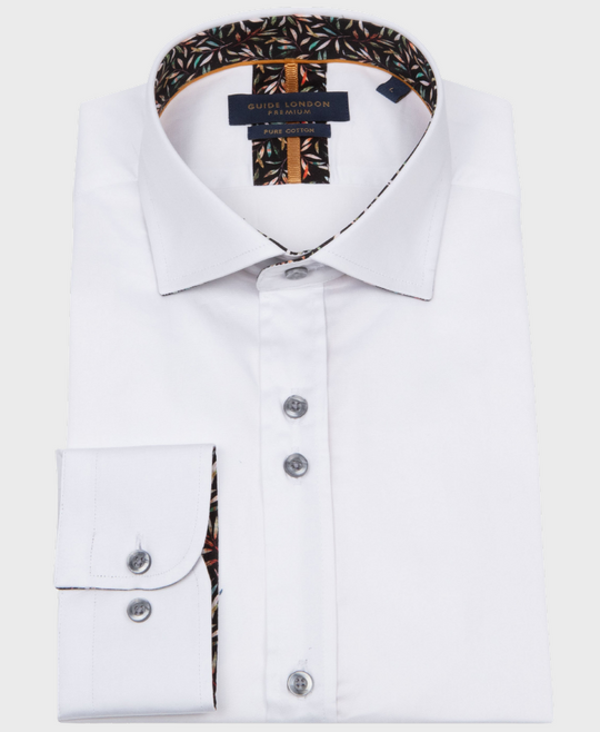 Guide London LS77005 Plain Shirt White