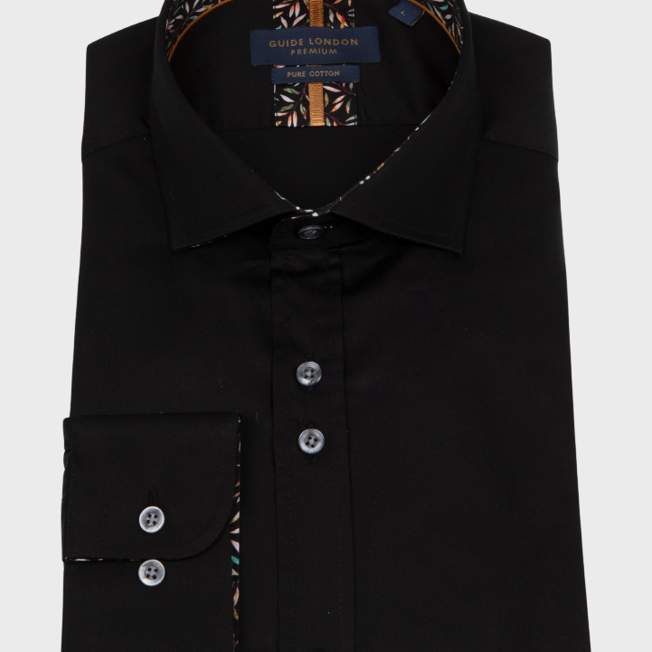 Guide London LS77005 Plain Shirt Black