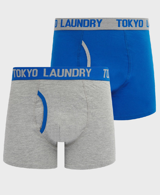 Tokyo Laundry Budworth Boxers (2 Pack) - Light Grey/Jet Blue