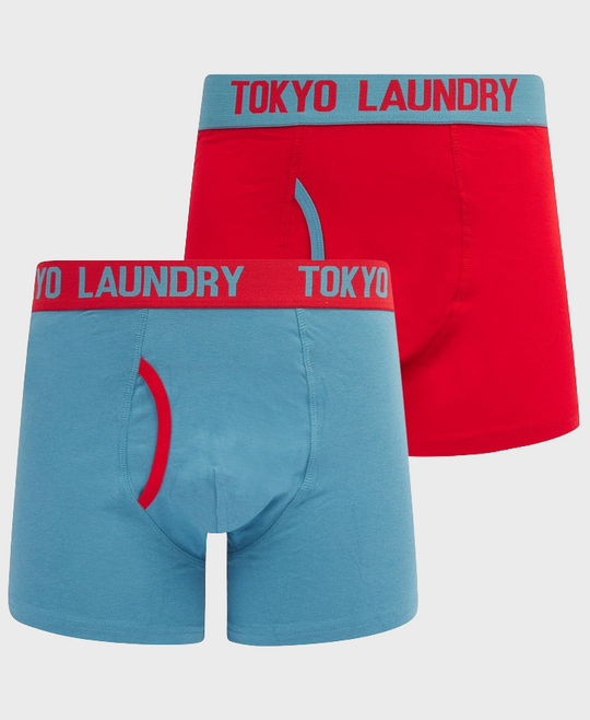 Tokyo Laundry Budworth Boxers (2 Pack) - Chinese Red/Niagra Falls Blue