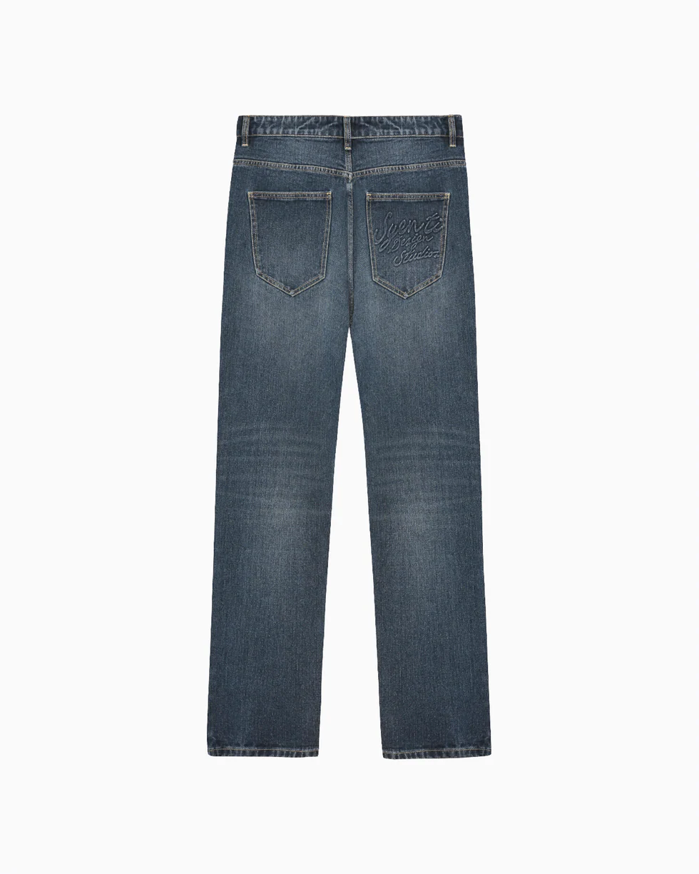 Syenti Embossed Jeans - Dark Blue