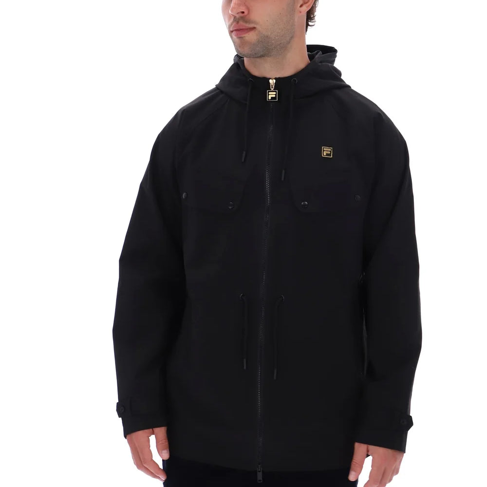 Fila FW26MG024 Fabroni Hooded Parka Chest Pockets W/ Bamboo Badge 001 - Black