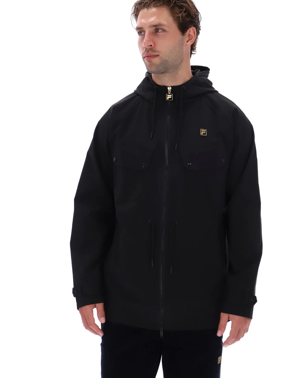 Fila FW26MG024 Fabroni Hooded Parka Chest Pockets W/ Bamboo Badge 001 - Black