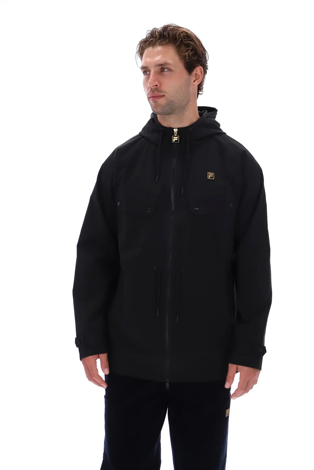 Fila FW26MG024 Fabroni Hooded Parka Chest Pockets W/ Bamboo Badge 001 - Black