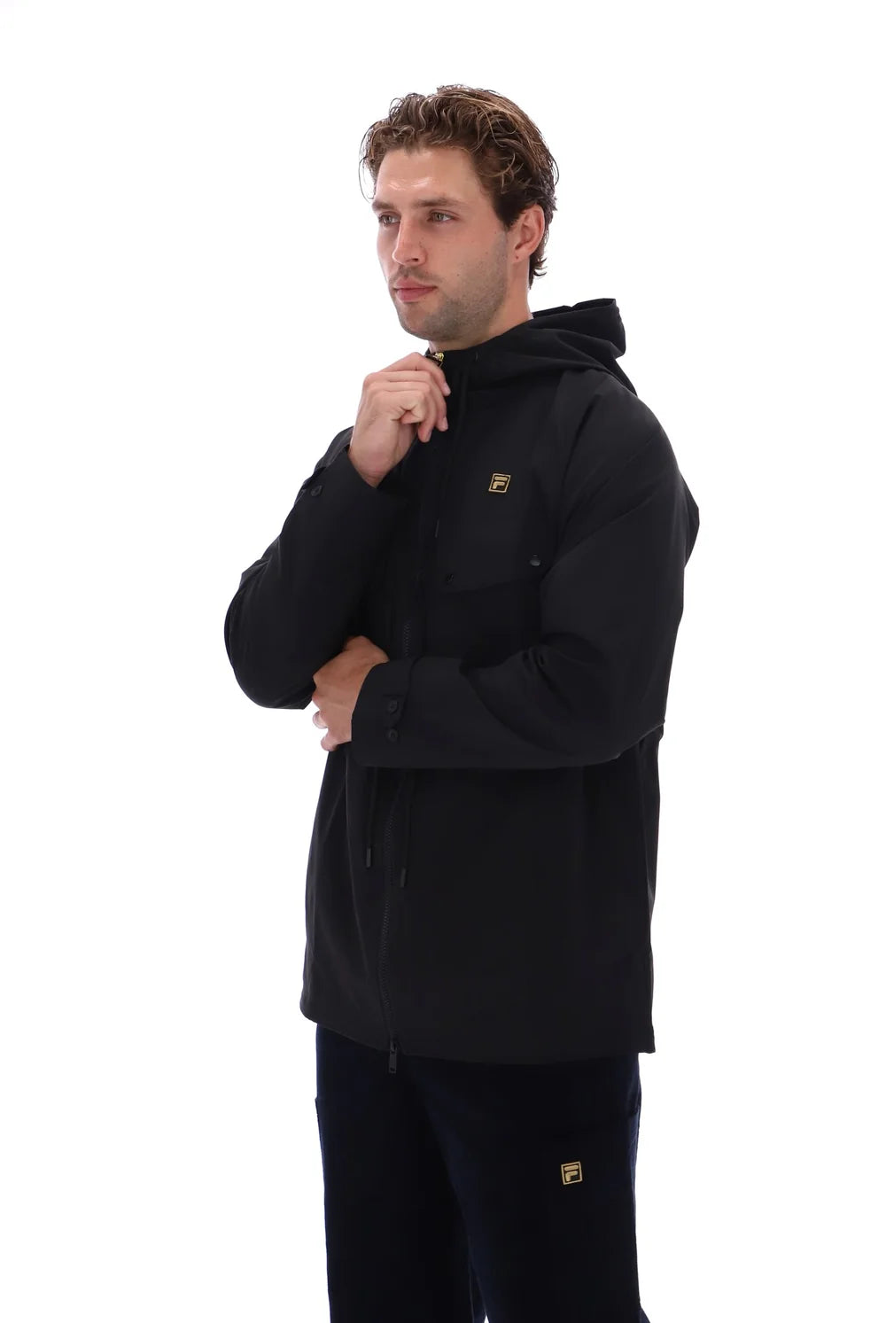 Fila FW26MG024 Fabroni Hooded Parka Chest Pockets W/ Bamboo Badge 001 - Black