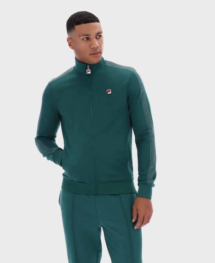 FILA Keith Contrast Stitch Track Top - Rain Forest/Gardenia