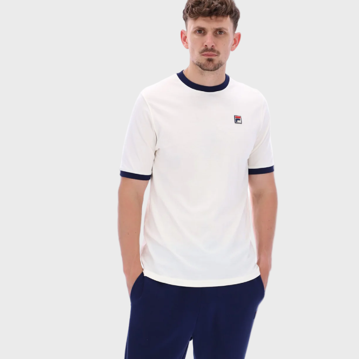 FILA Marconi Ringer T-Shirt - Gardenia/Fila Navy