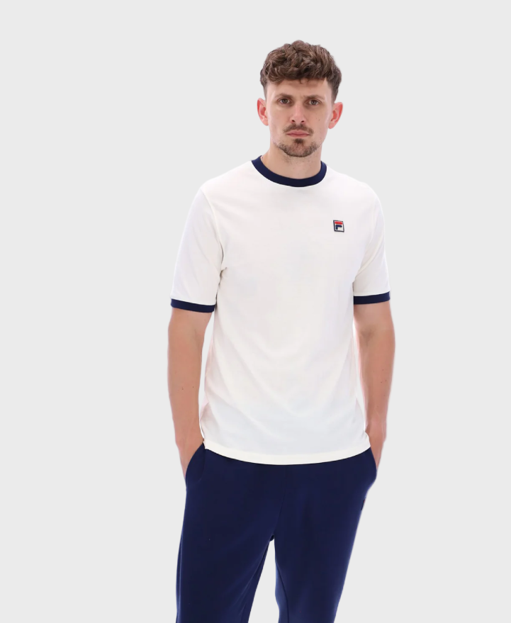 FILA Marconi Ringer T-Shirt - Gardenia/Fila Navy