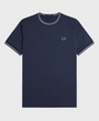 Fred Perry M1588 Twin Tipped T-Shirt Z47 Dark Airforce/Light Ice/Bay Leaf