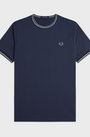 Fred Perry M1588 Twin Tipped T-Shirt Z47 Dark Airforce/Light Ice/Bay Leaf