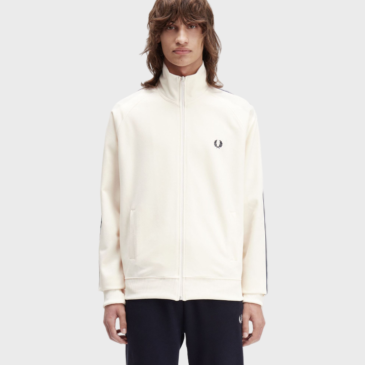 Fred Perry J5557 Contast Taped Track Jacket - Z29 Ecru/Navy