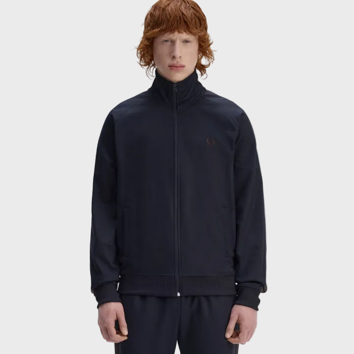 Fred Perry J5557 Contrast Tape Track Jacket - 40A Navy / Burnt Tobacco