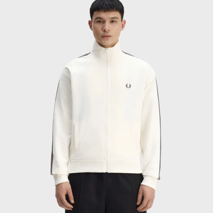 Fred Perry J5557 Contrast Tape Track Jacket - 42A Ecru/Burn Tobacco