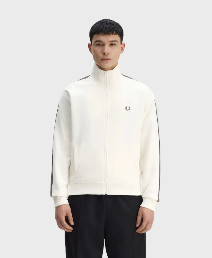 Fred Perry J5557 Contrast Tape Track Jacket - 42A Ecru/Burn Tobacco